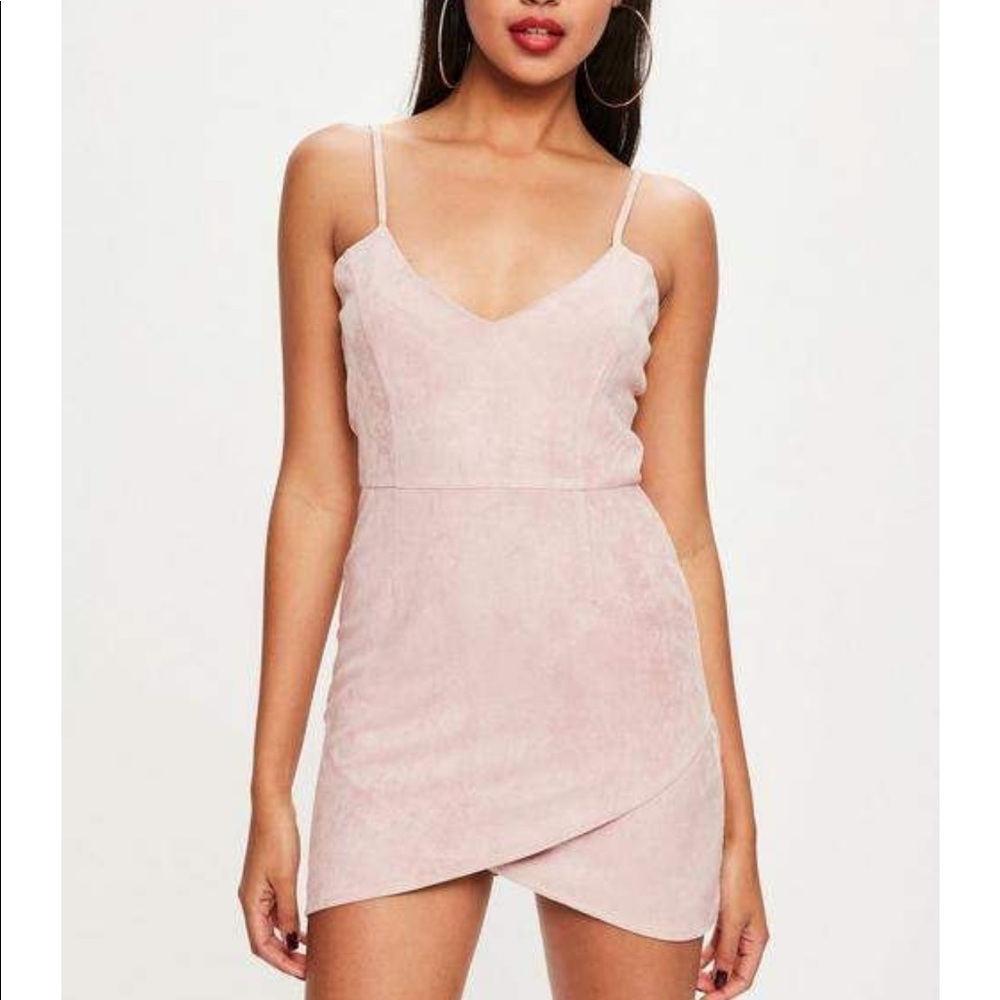missguided petite faux suide mini dress